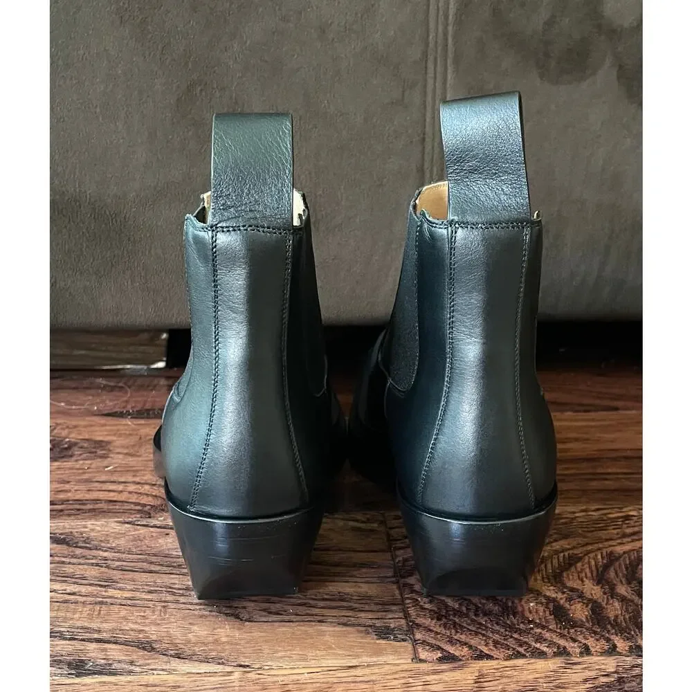 $1,800 NIB Bottega Veneta Black Leather Block Heel Chelsea Boots Size 38.5(5.5)